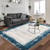 Washable Modern Bordered Rug, Non-Slip Stain Resistant Low Pile Carpet for Bedroom Living Room Dining Room Decor - 2 of 4