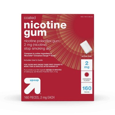 Coated Nicotine 2mg Gum Stop Smoking Aid - Cinnamon - 160ct - up&up&trade;