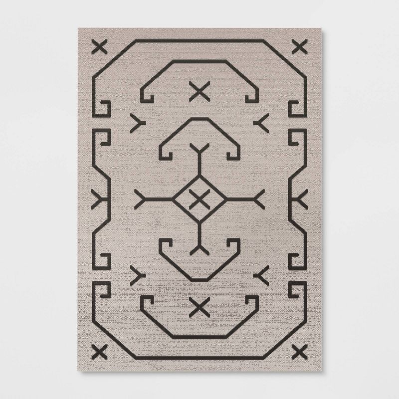 7&#39;10&#34;x10&#39; Linear Global Outdoor Rug Ivory/Black - Threshold&#8482;, 1 of 6