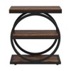 Lirago Brown 3-Tier Industrial End Table (2-Pice) E1 MDF Metal Frame 23.62x11.81x25.59 Sofa Side Table Storage Shelf - 2 of 4