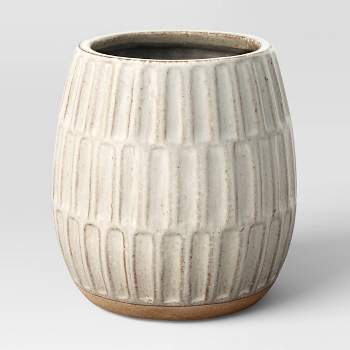 8" Wide Textured Outdoor Ceramic Planter Gray - Threshold™
