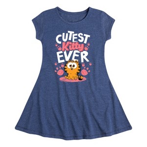 Girls' - Garfield - Cutest Kitty Ever Fit & Flair Cap Sleeve Dress - 1 of 3