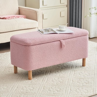 NicBex 39.3 Inch Ottoman Bench with Storage Modern Upholstered Bench with Wooden Legs for Living Room, Bedroom, Entryway