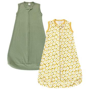 Hudson Baby Infant Girl Cotton Long-Sleeve Wearable Sleeping Bag, Sack, Blanket, Sage Floral Sleeveless