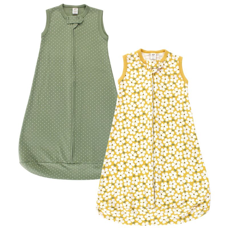Hudson Baby Infant Girl Cotton Long-Sleeve Wearable Sleeping Bag, Sack, Blanket, Sage Floral Sleeveless, 1 of 5