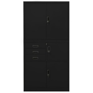vidaXL Office Cabinet Black Steel Large Locks Office Cabinet - 1 of 4