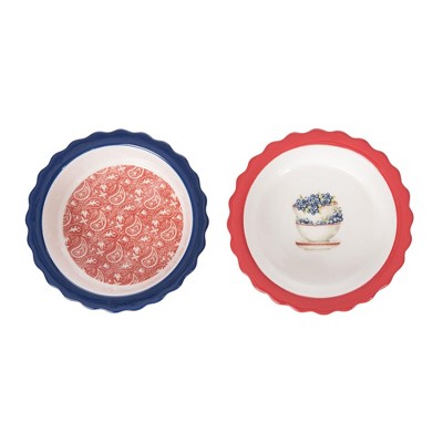 Transpac Mini Ceramic Americana Pie Dish Set of 2 Home Decorations Patriotic