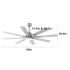 Warmiplanet 62"Ceiling Fans with Lights and Remote Control, Reversible Silent DC Motor, 6 Speeds, 3 Color Dimmable LED Light, Timer, Nickel, 9-Blades - 3 of 4