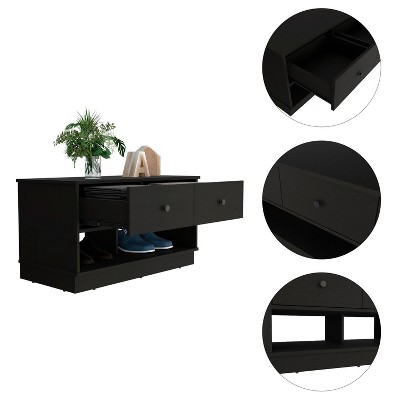 NicBex Storage Bench Shoe Rack Modern Rectangle Stools 2-Shelf 2-Drawer Storage Bench for Entryway