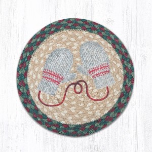 Earth Rugs Decorative Winter Mittens Printed Round Trivet 10" Farmhouse Kitchen Accent - 1 of 3