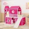 NicBex Twin Size Bunk Bed Castle Shape Loft Bed Pine Bed Frame with Movable Tower, Tent, Slide, Ladder and Guardrail, No Box Spring Required - 2 of 4