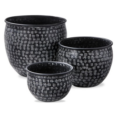 TAG Black Zahara Planter Set of 3