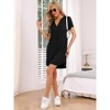 cheibear Women's V-Neck Front Button Down Short Sleeve Nightgowns - 3 of 4