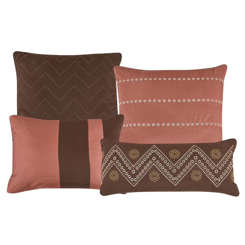 Esca Esdey Warm & Cozy 7 Piece Comforter Set: 1 Comforter, 2 Shams, 2 Cushions, 1 Decorative Pillow, 1 Breakfast Pillow - Brown, 5 of 6