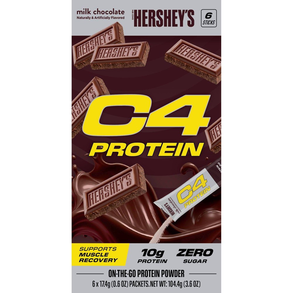 C4 Energy Protein Hershey's Chocolate Powder Sticks - 6pk