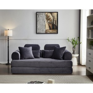 TiramisuBest Floor Couch, Convertible Floor Sofa Bed with Pillow, Chenille Fabric Compression Futon Couch Sleeper for Living & Bedroom, Gray - 1 of 4