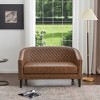 KINWELL 50"W Tufted Faux Leather Upholstered Small Loveseat Sofa - 4 of 4