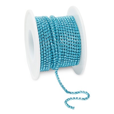 Bright Creations Light Blue Rhinestone Ribbon Chain, Trim for Sewing, Jewelry Making (2mm, 10 Yards)
