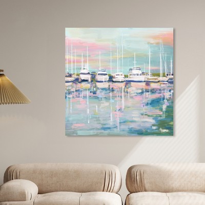 Art Remedy Coastal Dock Pastel Canvas Wall Art, 40" x 40"