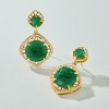 Ross-Simons 14.00 ct. t.w. Emerald and 1.60 ct. t.w. White Topaz Drop Earrings in 18kt Gold Over Sterling - 3 of 4