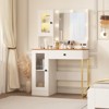 Makeup Vanity Desk with Mirror and Lights, Vanity Table with Charging Station, RGB Lights Wood Dressing Table for Bedroom, for Girls - 2 of 4