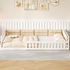 Lyngins Wood Upholstered Platform Bed with Guardrail and Pillow, Full Size Bed Frame, Children's Floor Bed, No Box Spring Needed, Toddler Bed - 3 of 4