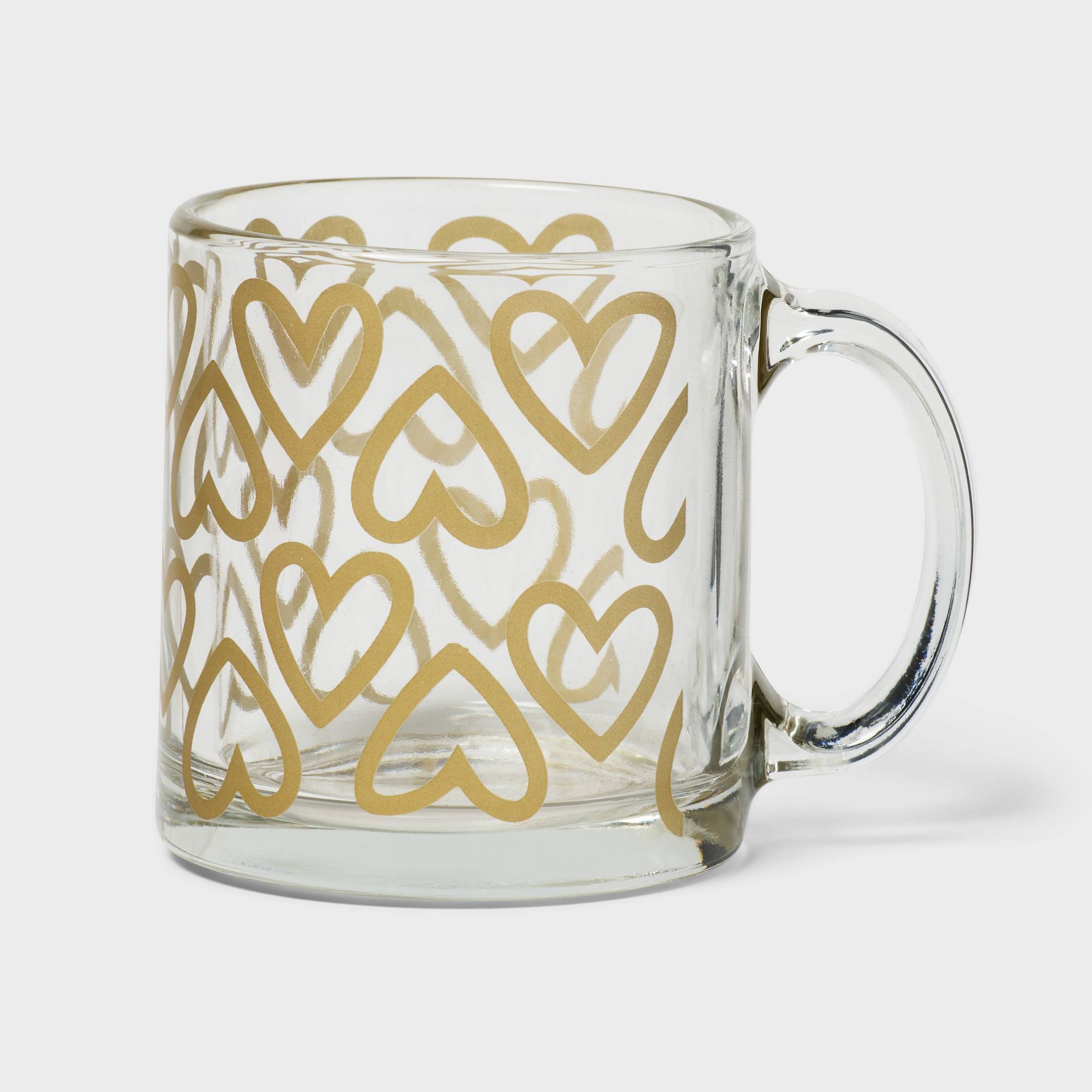 13 fl oz Glass Mug Gold Hearts - Spritz™