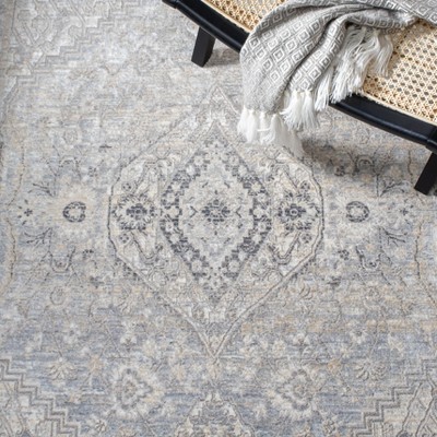 Grey and Ivory Hand-Knotted Wool Viscose Area Rug 4' x 6'