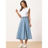 Allegra K Women's Long High Rise Button Front A-line Classic Jean Skirts - 2 of 4