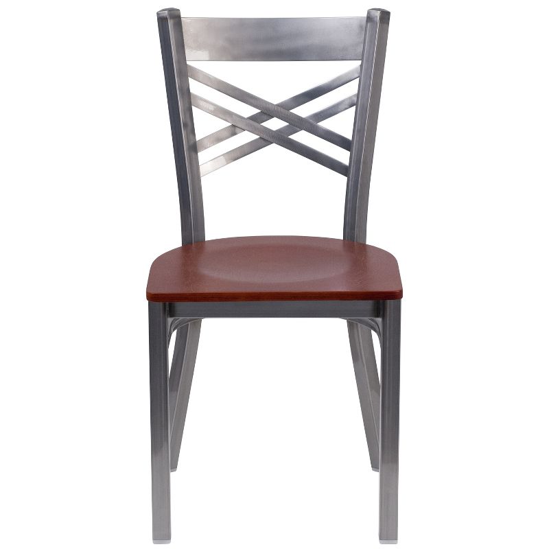 Emma and Oliver 2 Pack Clear Coated "X" Back Metal Restaurant Chair, 5 of 7