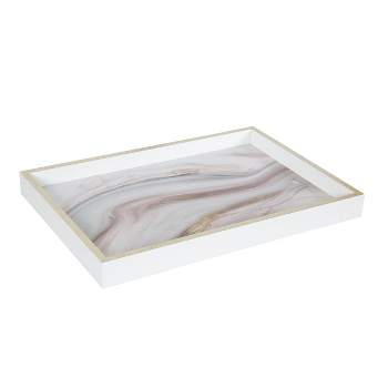 Amanti Art Marble Water Decorative Wood Ottoman/Coffee Table Tray 13x19 Inch