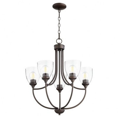 Quorum Lighting Enclave 5-Light Chandelier, Oiled Bronze, 24 Width, 25 Height