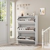 Shoe Cabinet with 3 Flip Drawers, Shoe Storage for Entryway, Wooden Shoe Organizer Cabinet, Hidden Shoe Rack for Hallway, Living Room, Rustic White - 2 of 4