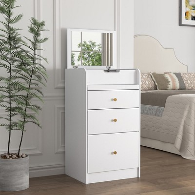 Makeup Vanity Desk With Mirror, Small Makeup Vanity Set With Storage Compartment, 2 Drawers & Hidden Stool, Space-Saving Dressing Table For Bedroom