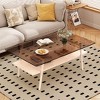 Rectangle Coffee Table, Tempered Glass Tabletop, with Metal Legs, Modern Table for Living Room - 3 of 4