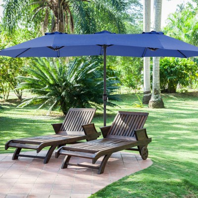 PAGED 15FT Rectangle Patio Umbrella Large Outdoor Market Umbrella with Crank, Self-locking Function, Durable Base and 12 Ribs for Garden