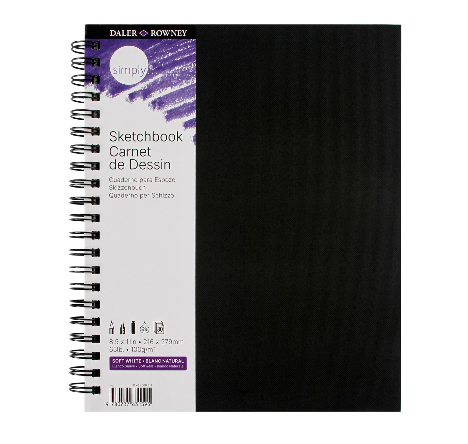 Daler-Rowney Simply... Sketchbook, Soft White, 80 Sheet, 8.5x11 inch, 1 Count