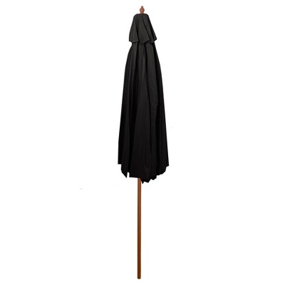 8.5ft Black Octagon Outdoor Umbrella with Wooden Pole