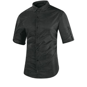 INSPIRE CHIC Men's Metallic Holographic Roll-up Sleeves Button Down Shiny Disco Party Shirts - 1 of 4