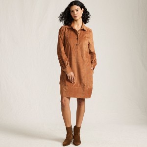 Lands' End Women's Wide Wale Cord Popover Long Sleeve Shirt Dress - 1 of 4