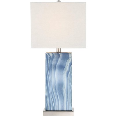 Rippled Blue Faux Marble Table Lamps with USB Ports