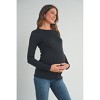 Hello Miz Women's Long Sleeve Crew Neck Ribbed Maternity Top - 2 of 4