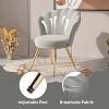 Gray velvet decorative chair with gold metal legs, powder room vanity chair, living room upholstered guest chair - 2 of 4