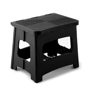 AEELLEEA 11in Black Folding Step Stool, 300 Lbs Capacity, Anti