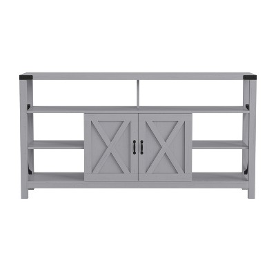 Coastal Gray 60" Rustic Media Console with Cabinet and Shelves