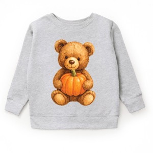 Watercolor Pumpkin Bear - Kids Youth Sweatshirt and Kids Toddler Sweatshirt - 1 of 1