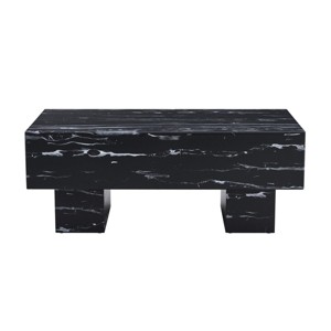 GlasFlength Coffee Tables Modern Patterned Rectangular Table Artistic Design For Living Room Spaces Apartments, Black, 43.3"*21.6"*17.2" - 1 of 4