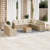 vidaXL 10 Piece Patio Sofa Set with Cushions Beige Poly Rattan - With Table - 2 of 4