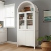 71" Tall Arched Pantry Cabinet with Adjustable Shelves, Glass Door & Hidden Drawer, Display Storage for Living Dining Room-3irtyhousy - 2 of 4