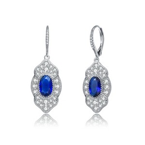 Guili Sterling Silver White Gold Plated Drop Earrings with Colored CZ, a classic jewelry piece that brings elegance and sparkle to any look - 1 of 3